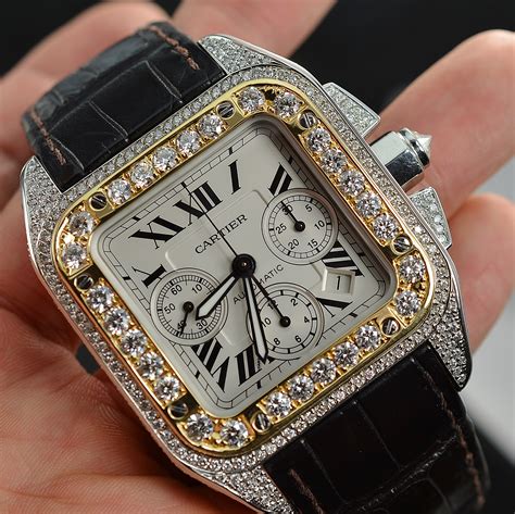 cartier men watch santos|cartier santos 100 diamond watch.